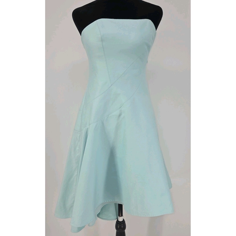 Halston Heritage Strapless Fit & Flare Dress 4 Silk Blend Baby Blue